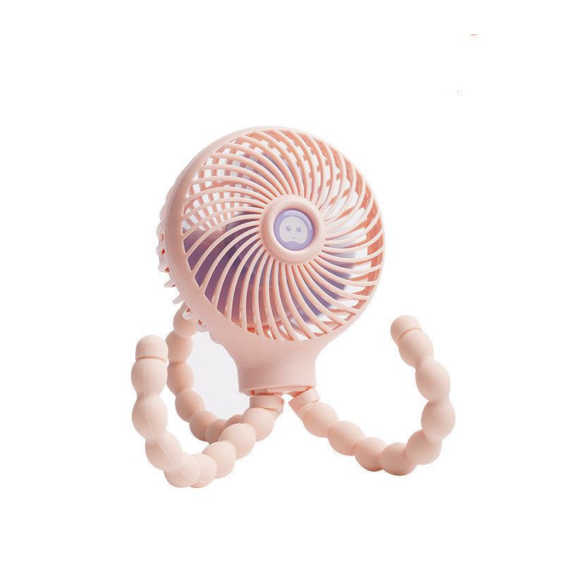 Octopus Deformed Folding Fan New USB Charging Mini Handheld Stroller Bed Small Fan Portable